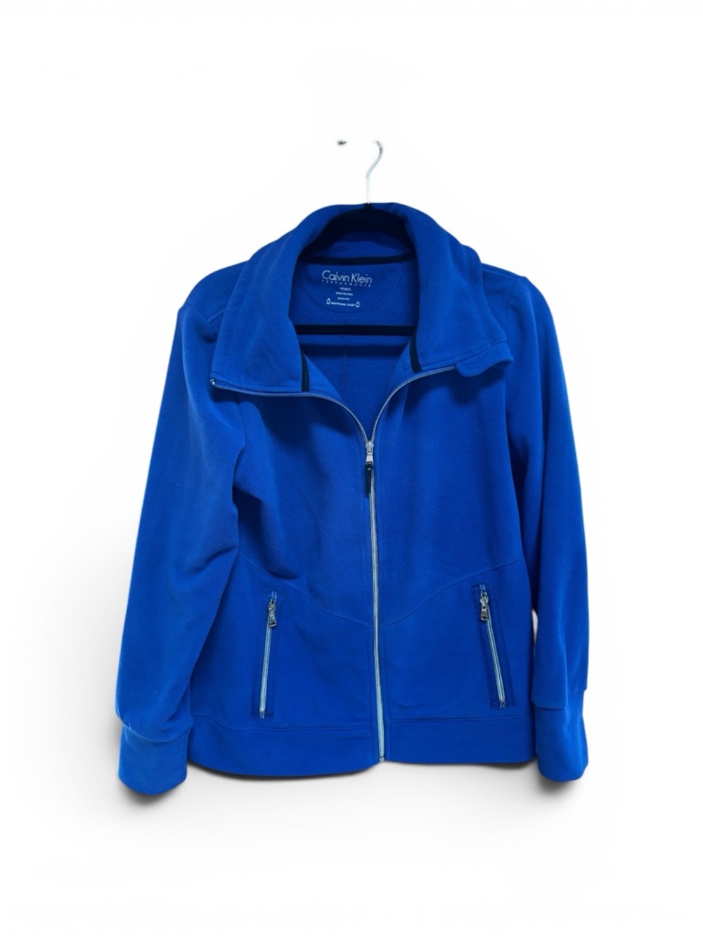 Calvin Klein Performance Cobalt Blue Fleece Zip Jacket with Branded Pull
